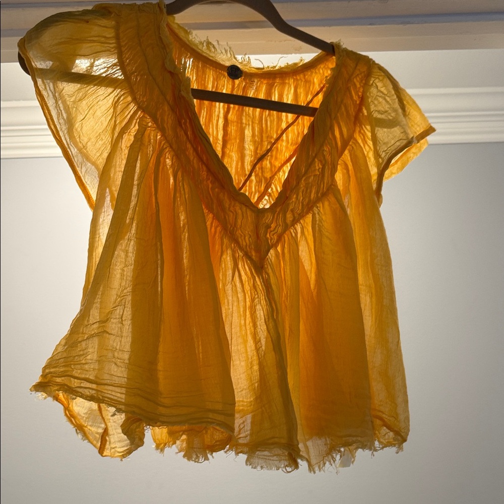 Yellow Lightweight V-Neck Women's Top